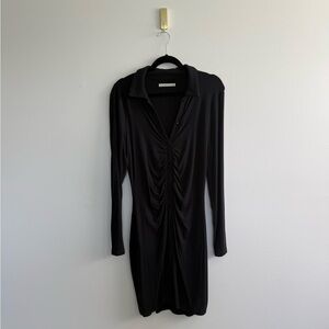 Abercrombie & Fitch Black Long-Sleeve Ruched Dress